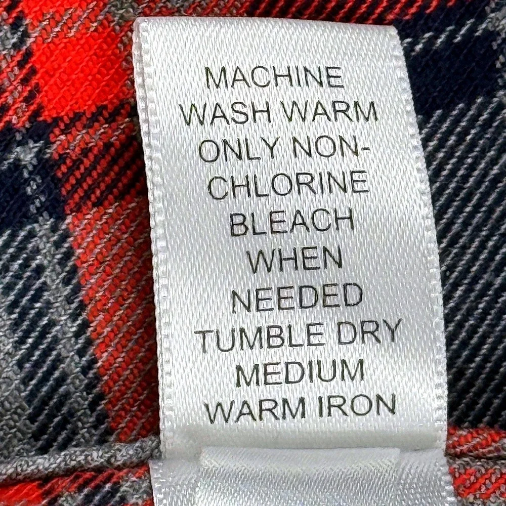 Banana Republic Men's Flannel Shirt Size M Red Navy Gray Plaid Flannel‎